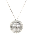 Dettaglio della collana con ciondolo a palla da discoteca con sfaccettature a specchio - Collana con sfera da discoteca da 5cm