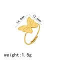 Anello minimalista in acciaio inossidabile placcato oro 18k con motivo farfalla d'oro - Aperto Regolabile / Stile Farfalla (TR4281)