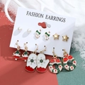 Set di 6 paia di orecchini natalizi con motivi festivi rossi e verdi su cartoncino - Set Elementi Natalizi C (G-573)