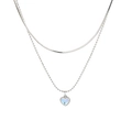 Collana a doppio strato con pietra di luna e cuore su catena a serpente in argento - Argento
