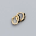 S925 sterling silver hoop earrings in gold finish with black cubic zirconia stones - 925 Silver / Golden (Black Stone)