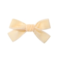Cute cream yellow velvet bow hair clip with a soft satin finish for girls - Cream Yellow (40)