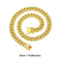 50cm gold classic Cuban chain necklace with iced out rhinestones and secure box clasp - 50cm / Gold