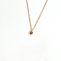 18K gold plated necklace with a red zircon pendant in a classic four-prong setting - October - Red