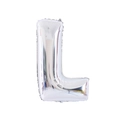Silver foil letter L balloon for birthday party and wedding decorations with metallic finish - 32' Silver Chubby Letter Aluminum Foil Balloon (l)