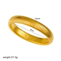 18k gold plated stainless steel elastic bracelet with vertical stripe texture 12mm - 12mm/20cm / Gold
