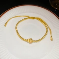 Adjustable golden beaded bracelet with hollow gourd pendant and yellow woven cord - Golden Hollow Gourd Bracelet(30#)