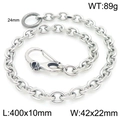Punk silver wolf head metal trouser chain with heavy duty O-link and skull carabiner - Style C - Skull Head (KK105-Z)