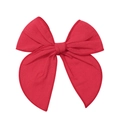 Classic red plaid cotton linen bow hair clip with vintage academic style for kids - Red (1)