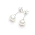 Elegantes pendientes de plata de ley 925 con perlas naturales blancas de agua dulce - 3-4mm Blanco