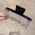 Große 13cm transparente quadratische Haarklammer mit schwarzem Glitzer-Verlauf - Tuschmalerei Farbverlauf - Quadratisch 12.5cm