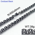 Collana a doppia catena in acciaio inossidabile nero ossidato 650x6mm con stile industriale retrò - Stile Nero Ossidato 6mm (KN88641-KFC)