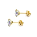 Golden stud earrings featuring aurora rainbow crystal stones with butterfly backs - 3mm / Gold AB Aurora Zirconia