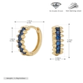 Close-up of gold plated 925 sterling silver hoop earrings with blue zircon stones - 925 Silver / 925 Silver Gold Plated - Blue