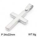 Polished silver stainless steel cross pendant for men and women, size 34x22mm - Style B (KP130584-HR)