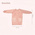 Pink waterproof long-sleeve kids apron with rabbit print and double front pockets - Rose Pink (Long Sleeve) With Hand Wiping