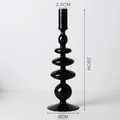 Portacandele moderno in vetro nero con sfere sovrapposte e base ondulata da 28cm - Base a coste / Nero