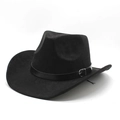 Chapeau de cowboy western en daim noir avec bande fine en cuir et boucle argentée - M(56-59CM) / Noir (Daim)