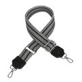 Adjustable 38mm shoulder strap with black and white ethnic pattern and PU leather ends - Orbit Black Top Grain Leather