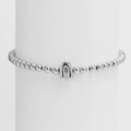 Polished silver beaded stretch bracelet featuring a rounded 3D letter A balloon charm - Silver A