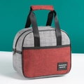 Borsa termica portatile con pannelli rossi e grigi e doppie maniglie rinforzate - Borgogna