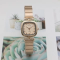 Orologio da donna quadrato in oro rosa con cinturino in metallo e numeri romani - Oro rosa