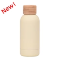 Minimalist cream-colored stainless steel thermos with natural bamboo lid and matte finish - 350ml / Cream