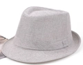 Classic light grey linen trilby hat with narrow brim and matching ribbon band - Adult Size (Approx 58cm) / Solid Color Linen-Light Grey