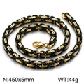 5mm Byzantine chain necklace for men in two-tone gold and black stainless steel finish - Black and Gold / 45cm