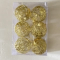 Set of 6 gold hollow wire Christmas balls in transparent gift box packaging - Metal Hollow Ball 6cm 6Pcs