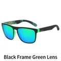 Polarized sports sunglasses featuring a matte black frame and green coated lenses - Black Frame Green Mirror