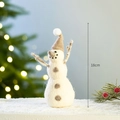 Bonhomme de neige artisanal en feutre de laine 18cm avec chapeau brun et décor festif - Bonhomme de Neige