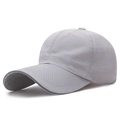Grey quick-dry mesh baseball cap with laser-cut vents and reflective sports logo - Light Gray