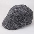Detalle del tejido de sarga en espiga gris y negro en una gorra plana de estilo vintage - Talla Única 58cm / Espiga Gris Claro