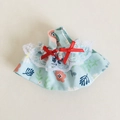 Hellblaues Blumenkleid mit weißer Spitze und roten Schleifen für 17cm Plüschpuppen - Passend für 17cm Puppe / Grünes Feenträgerkleid / Florales Hellblau