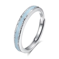 Elegant S925 sterling silver adjustable couple ring with sky blue enamel finish - Adjustable Open / Male Style
