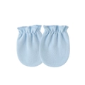Close-up of soft blue knit newborn mittens with elastic cuffs for scratch protection - One Size / Light Blue (Elastic Mittens)