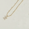 Golden pearl necklace featuring a letter N pendant with white pearls on a bead chain - Letter Z