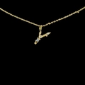 18k gold plated letter Y pendant necklace with colorful zircon stones on black background - Letter Y / Gold