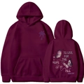 Sweat à capuche bordeaux avec palmier devant et motif papillon au dos - S / Hauts / Rouge Vin 311