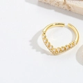 Detail of adjustable gold V-shaped crown ring with tiny white pearls and rhinestones - V-Shape Pearl