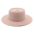 Detailed close-up of woven straw texture and concentric pattern on pink sun hat - M (56-58cm) / Pink