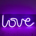 Purple LED neon love sign lamp for romantic atmosphere and proposal party decoration - Battery and USB Dual Use / Purple