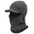 Passamontagna invernale da uomo con visiera, scaldacollo e fodera in pile spesso grigio scuro - 58-63CM Foderato In Pile Ispessito / Grigio