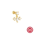 S925 sterling silver gold-plated ear stud featuring white zircon in cross design - Gold #12