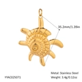 Elegant gold stainless steel ocean-inspired seashell charm pendant with dimensions - Large Gold Textured Turtle Style (YYAC025121)