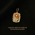 Vintage sunflower pendant with purple enamel, pearl center, and gold baroque frame - Taro Purple Sunflower Style (9)