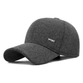 Warme dunkelgraue Winter-Baseballkappe mit Ohrenklappen und SPORT-Stickerei für Herren - Verstellbar / Grau mit Sport-Logo