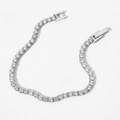 Elegant silver tennis bracelet with single row round clear cubic zirconia stones - Silver + White Zircon (SAP772)