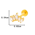 Titanium gebogen lip-piercing in goud met vijf heldere marquise steentjes, 0,54 cm bij 0,82 cm - 5-Steen Gebogen Cluster (T2528-1# Goud)